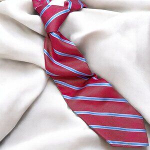 Brooks Brothers 346 Red‎ with White Dot Blue Striped Italian Silk Neck Tie